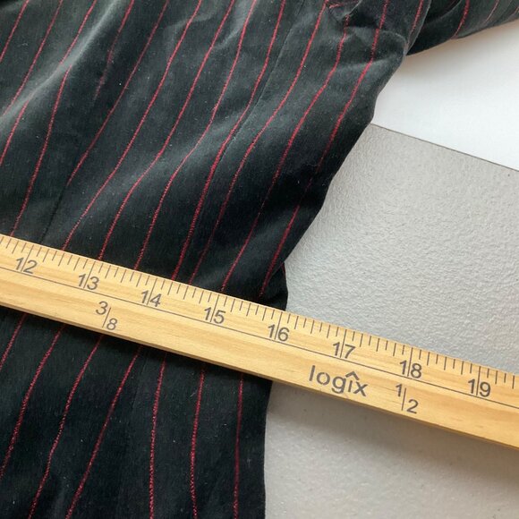 VTG Ann Taylor 4 P Black Pinstripe Red Velvet Blazer Jacket Bow Goth Whimsical - Picture 13 of 14